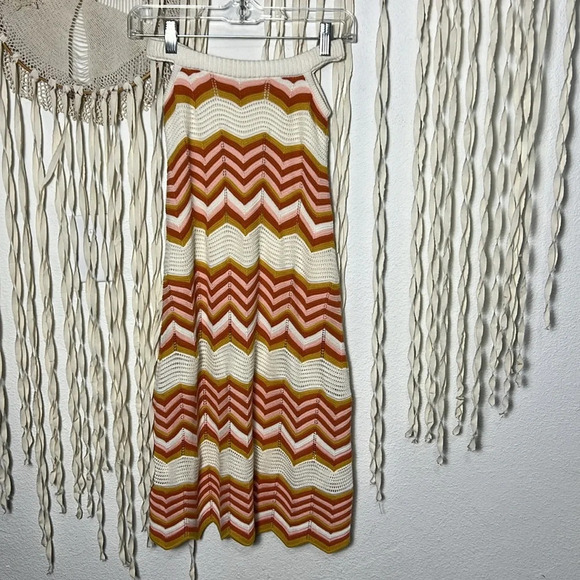 MOTHER The Cut It Out Knit Crochet Midi Skirt Size XS - Picture 2 of 16